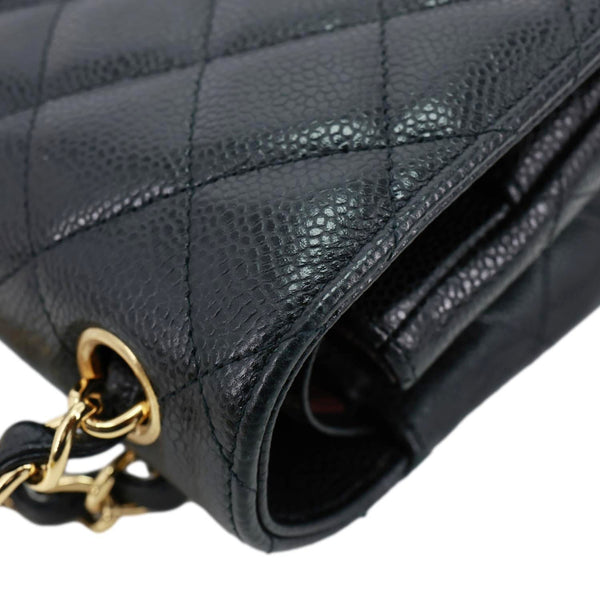 CHANEL Classic Double Flap Jumbo Quilted Caviar Leather Shoulder Bag Black