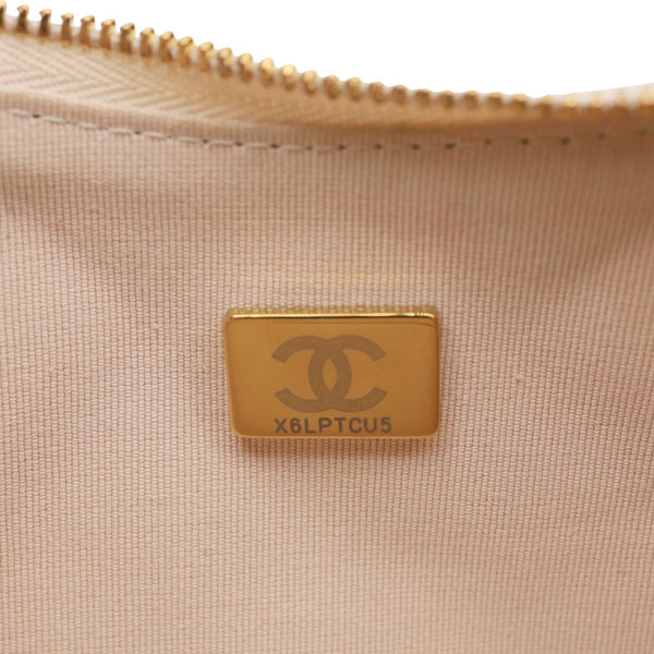 CHANEL Moon Small Quilted Lambskin Leather Hobo Bag Off White