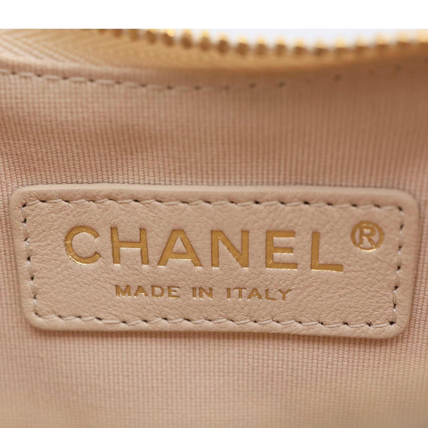 CHANEL Moon Small Quilted Lambskin Leather Hobo Bag Off White