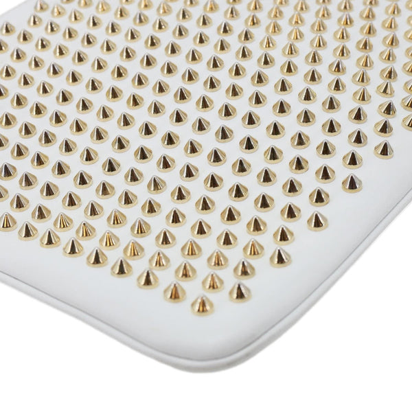 CHRISTIAN LOUBOUTIN LoubiPosh Spiked Leather Clutch Crossbody Bag White