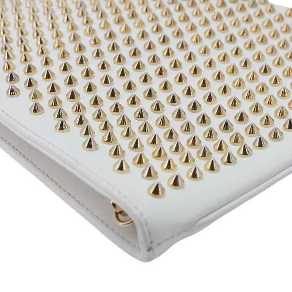CHRISTIAN LOUBOUTIN LoubiPosh Spiked Leather Clutch Crossbody Bag White