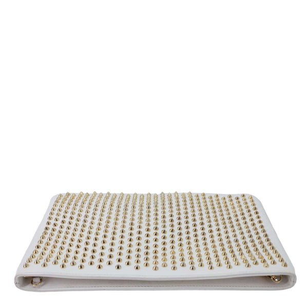 CHRISTIAN LOUBOUTIN LoubiPosh Spiked Leather Clutch Crossbody Bag White
