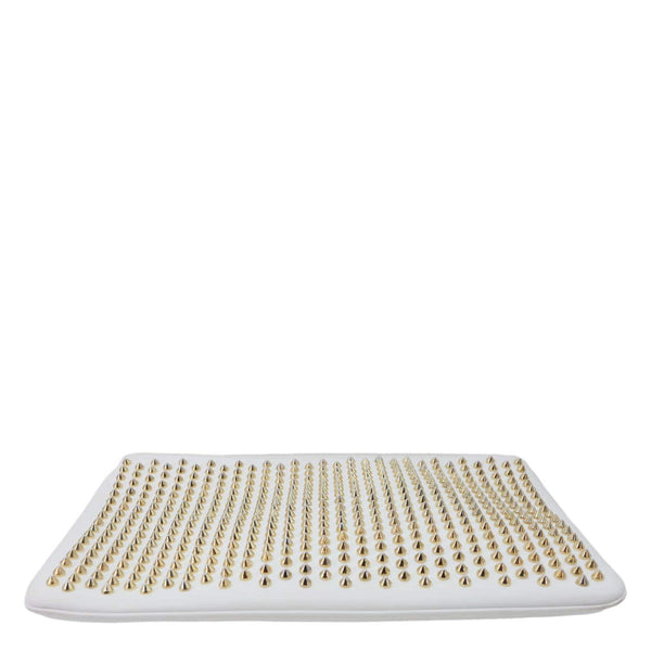 CHRISTIAN LOUBOUTIN LoubiPosh Spiked Leather Clutch Crossbody Bag White