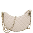 CHANEL Moon Small Quilted Lambskin Leather Hobo Bag Off White
