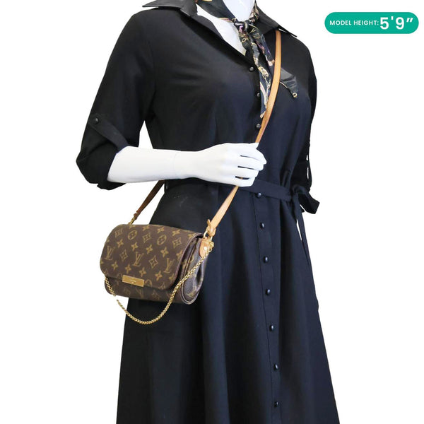 LOUIS VUITTON Favorite PM Monogram Canvas Shoulder Bag Brown