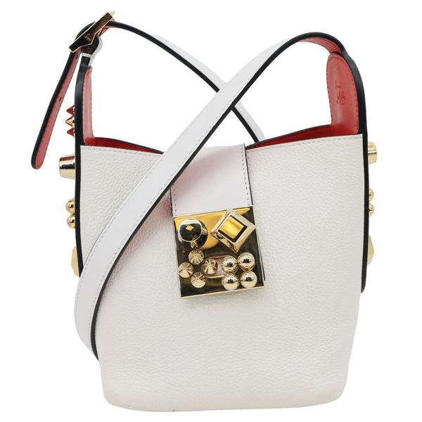 CHRISTIAN LOUBOUTIN Carasky Stud Mini Leather Bucket White