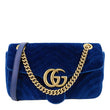 GUCCI GG Marmont Small Matelasse Velvet Shoulder Bag Blue 443497