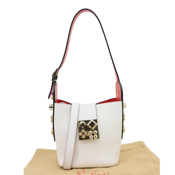 CHRISTIAN LOUBOUTIN Carasky Stud Mini Leather Bucket White