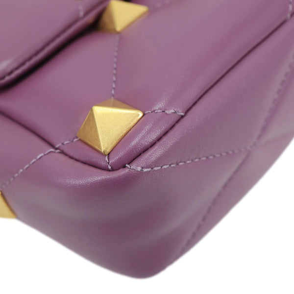 VALENTINO Garavani Roman Stud Quilted Leather Crossbody Bag Purple