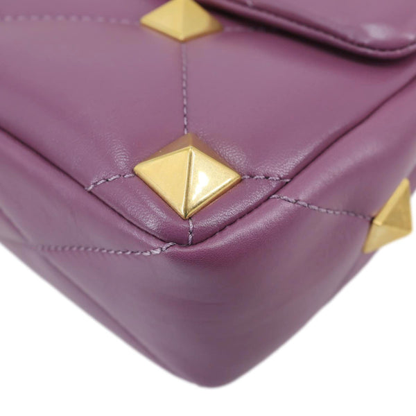 VALENTINO Garavani Roman Stud Quilted Leather Crossbody Bag Purple