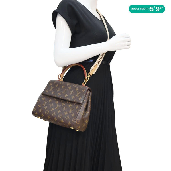 LOUIS VUITTON Cluny MM Monogram Canvas Crossbody Bag Brown