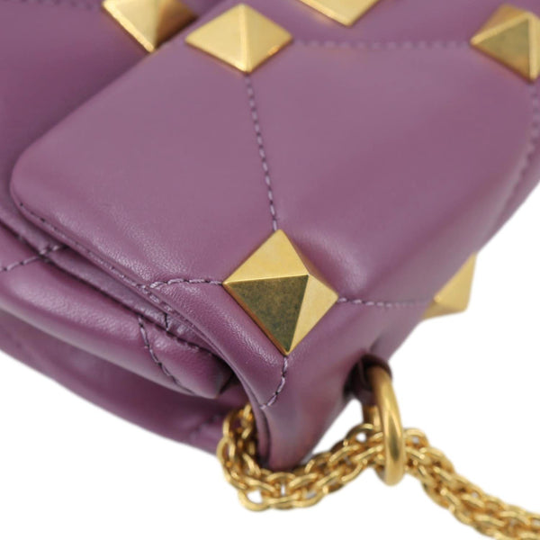 VALENTINO Garavani Roman Stud Quilted Leather Crossbody Bag Purple