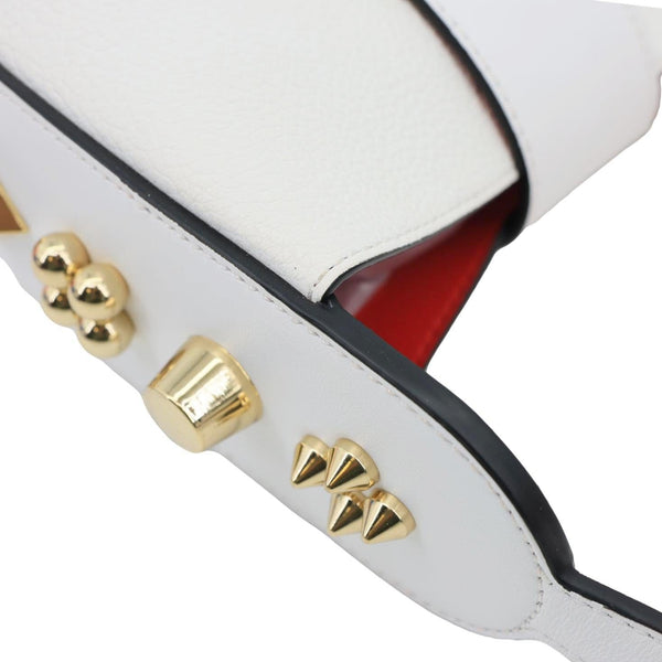 CHRISTIAN LOUBOUTIN Carasky Stud Mini Leather Bucket White
