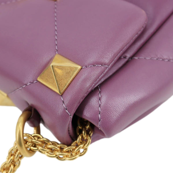 VALENTINO Garavani Roman Stud Quilted Leather Crossbody Bag Purple