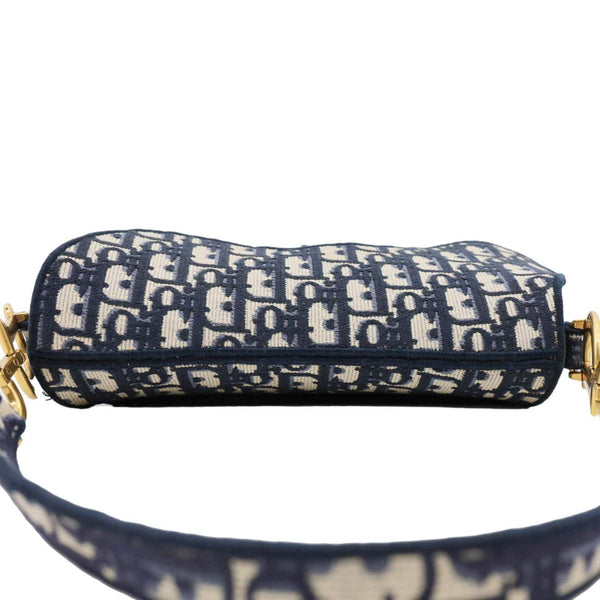 CHRISTIAN DIOR Saddle Oblique Jacquard Belt Crossbody Bag Navy Blue