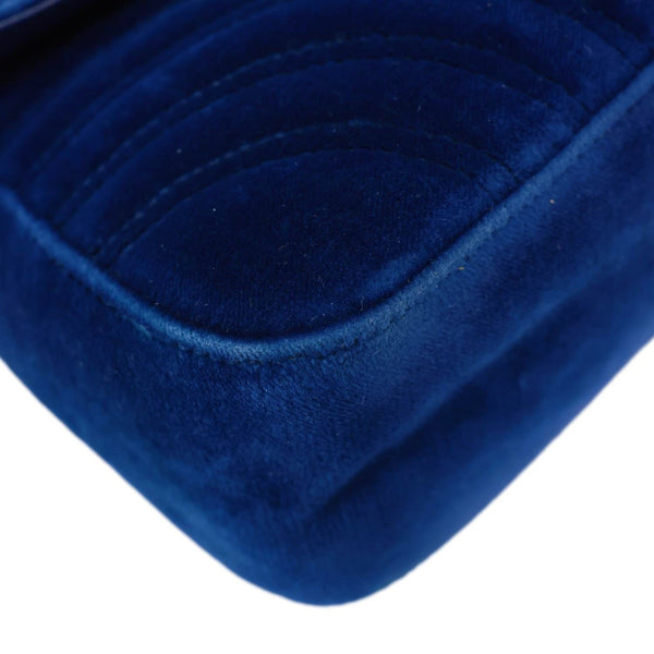 GUCCI GG Marmont Small Matelasse Velvet Shoulder Bag Blue 443497