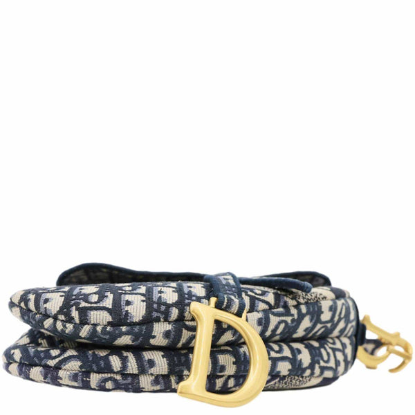CHRISTIAN DIOR Saddle Oblique Jacquard Belt Crossbody Bag Navy Blue