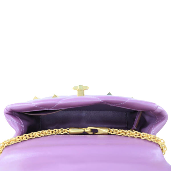 VALENTINO Garavani Roman Stud Quilted Leather Crossbody Bag Purple