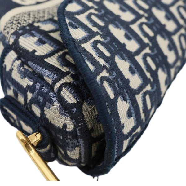 CHRISTIAN DIOR Saddle Oblique Jacquard Belt Crossbody Bag Navy Blue