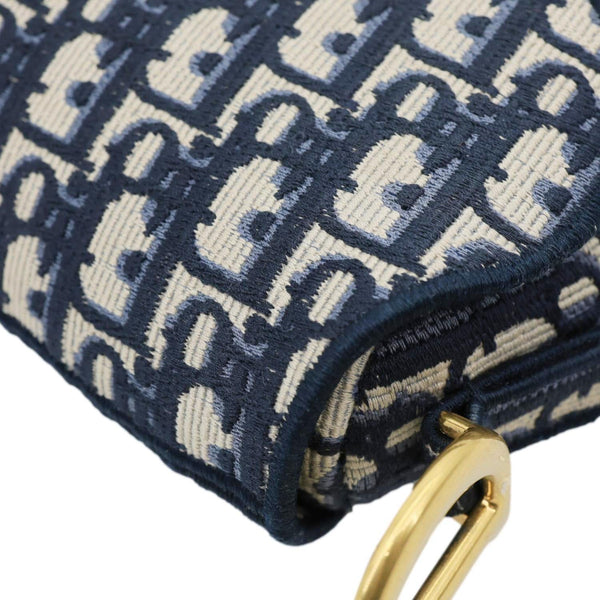 CHRISTIAN DIOR Saddle Oblique Jacquard Belt Crossbody Bag Navy Blue