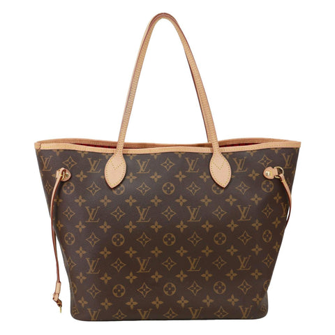 LOUIS VUITTON Neverfull MM Monogram Canvas Tote Bag Brown