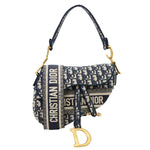 CHRISTIAN DIOR Saddle Oblique Jacquard Belt Crossbody Bag Navy Blue