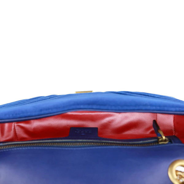 GUCCI GG Marmont Small Matelasse Velvet Shoulder Bag Blue 443497