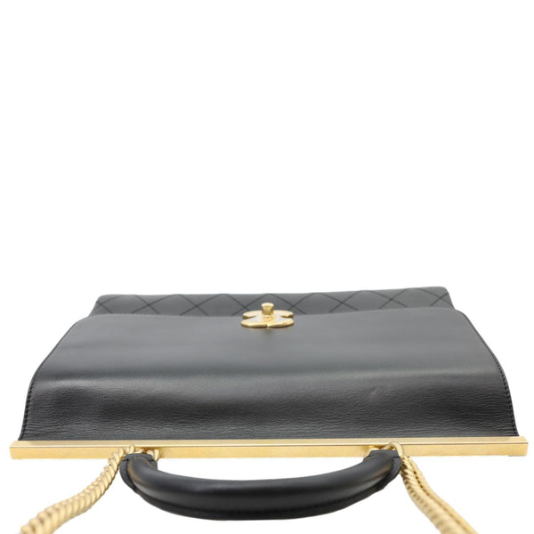 CHANEL Coco Luxe Flap Medium Stitched Leather Shoulder Bag Black