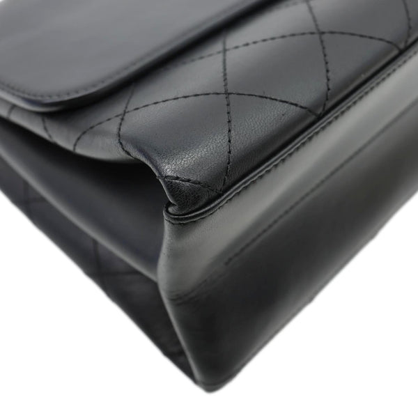CHANEL Coco Luxe Flap Medium Stitched Leather Shoulder Bag Black