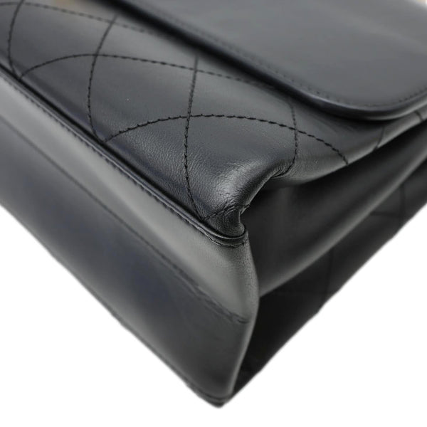 CHANEL Coco Luxe Flap Medium Stitched Leather Shoulder Bag Black