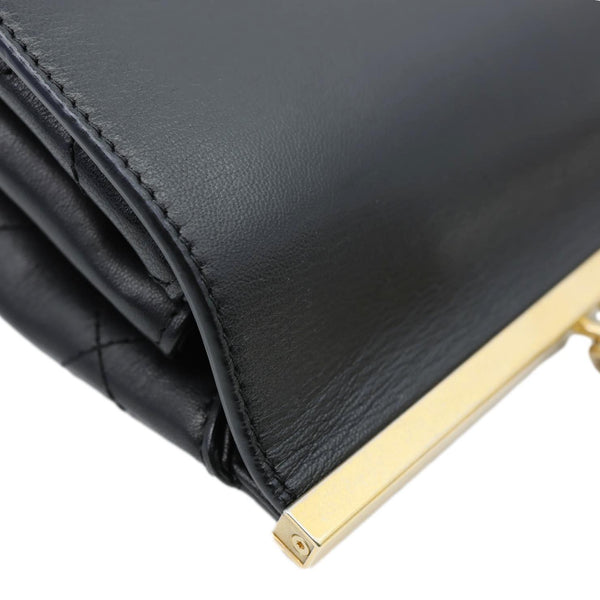 CHANEL Coco Luxe Flap Medium Stitched Leather Shoulder Bag Black