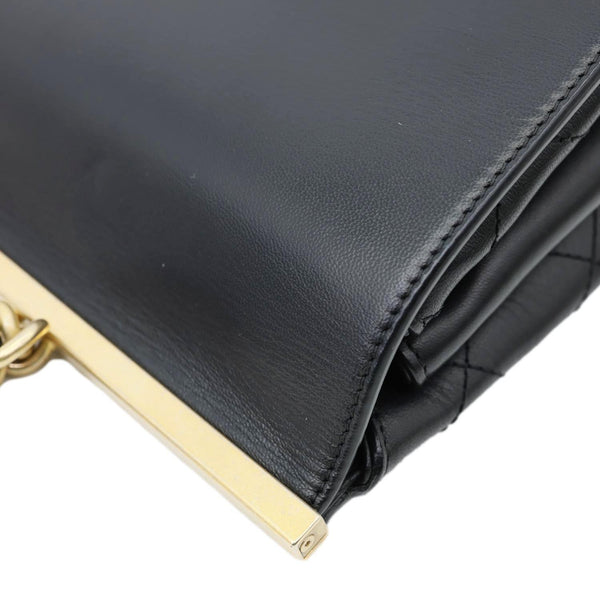 CHANEL Coco Luxe Flap Medium Stitched Leather Shoulder Bag Black