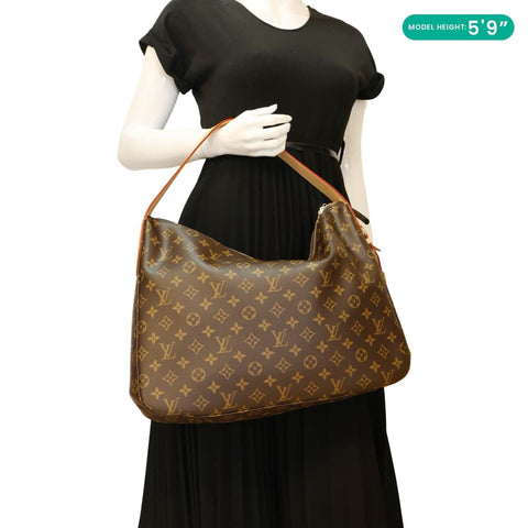 LOUIS VUITTON Slouchy MM Monogram Canvas Hobo Bag Brown