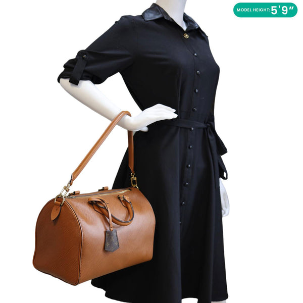 LOUIS VUITTON Speedy Soft 30 Epi Leather Hobo Bag Brown