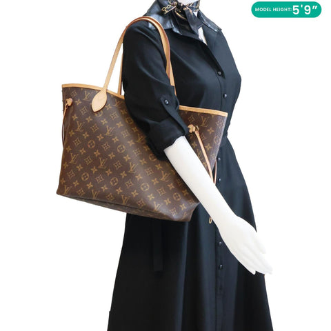 LOUIS VUITTON Neverfull MM Monogram Canvas Tote Bag Brown