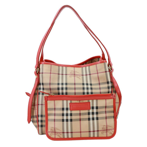 BURBERRY Canterbury Haymarket Check Canvas Tote Bag Beige
