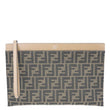 FENDI Flat Medium FF Jacquard Canvas Pouch Brown