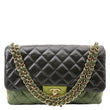 CHANEL Classic Jumbo Double Flap Quilted Lambskin Leather Shoulder Bag Green
