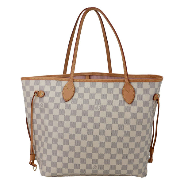 LOUIS VUITTON Neverfull MM Damier Azur Shoulder Bag Rose Ballerine
