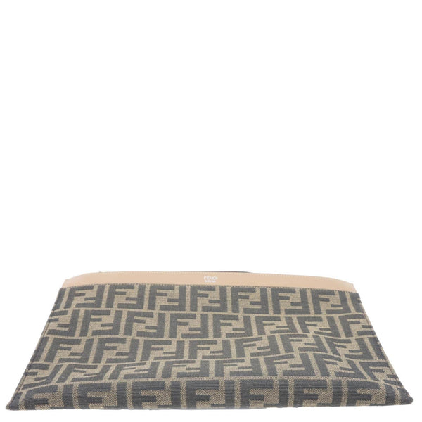 FENDI Flat Medium FF Jacquard Canvas Pouch Brown