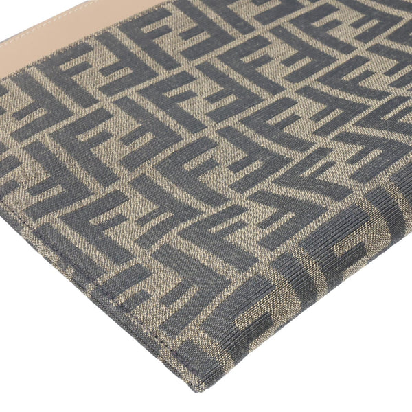 FENDI Flat Medium FF Jacquard Canvas Pouch Brown