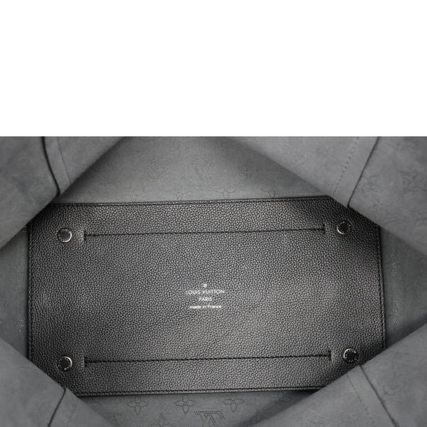 LOUIS VUITTON Hina MM Mahina Leather Tote Shoulder Bag Black
