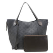 LOUIS VUITTON Hina MM Mahina Leather Tote Shoulder Bag Black