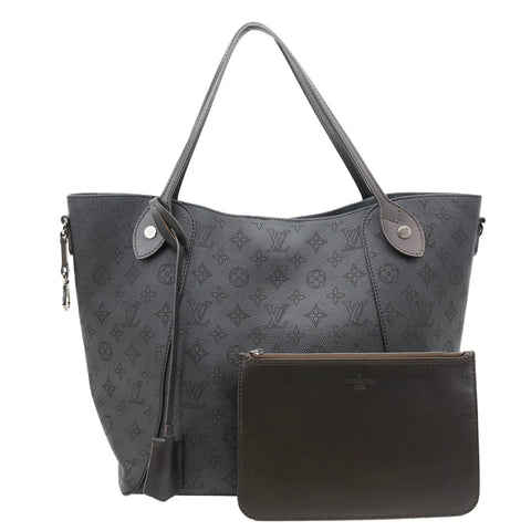 LOUIS VUITTON Hina MM Mahina Leather Tote Shoulder Bag Black