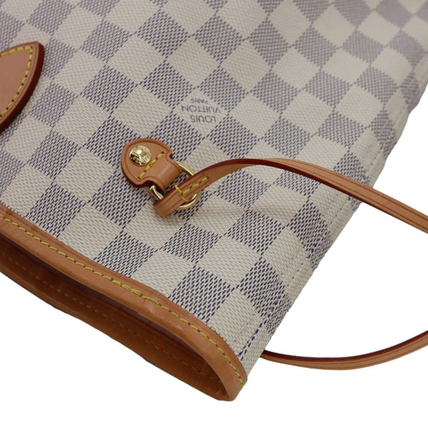 LOUIS VUITTON Neverfull MM Damier Azur Shoulder Bag Rose Ballerine