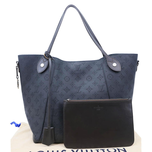 LOUIS VUITTON Hina MM Mahina Leather Tote Shoulder Bag Black