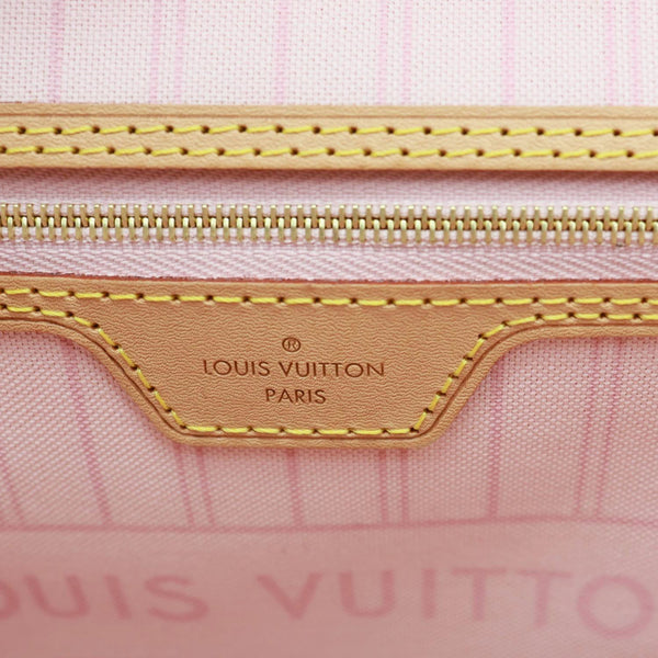 LOUIS VUITTON Neverfull MM Damier Azur Shoulder Bag Rose Ballerine