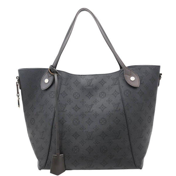 LOUIS VUITTON Hina MM Mahina Leather Tote Shoulder Bag Black