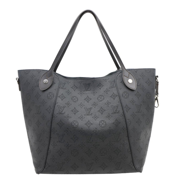 LOUIS VUITTON Hina MM Mahina Leather Tote Shoulder Bag Black