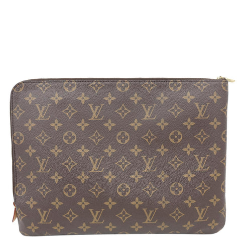 LOUIS VUITTON Etui Voyage MM Monogram Canvas Pouch Bag Brown